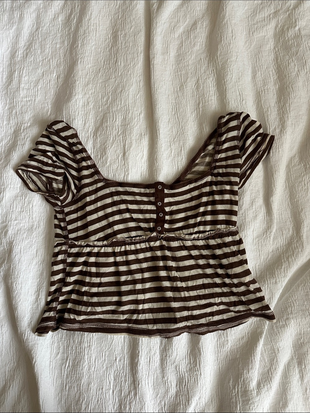BDG Brown and Cream Striped Scoop Neck Crop Top